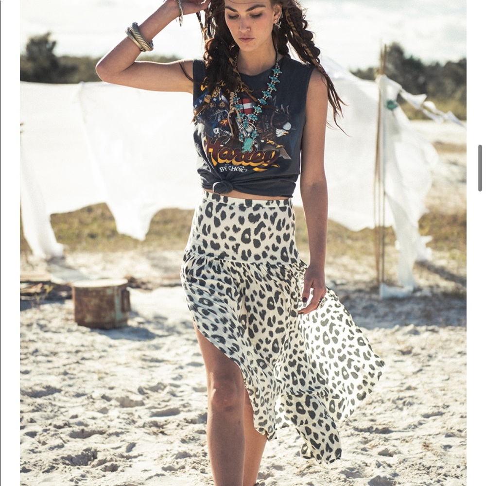 Spell Designs Leopard Skirt with double side slits